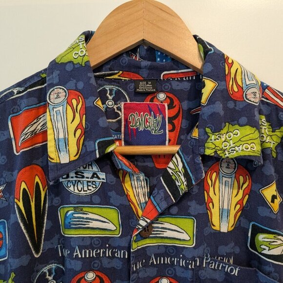 Dem Crazy Men's Shirt Size Medium Button Up America USA Roadtrip Print - Picture 4 of 13